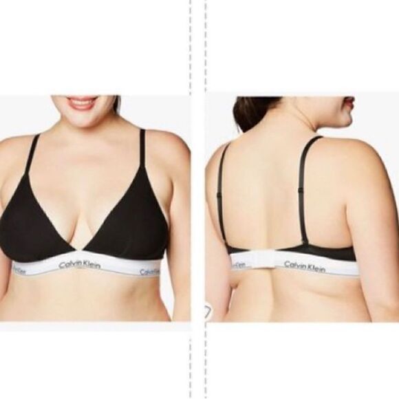 Calvin Klein Women's Modern Cotton Lightly Lined Triangle Wireless Bralette, bla - Picture 1 of 5